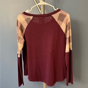 Maurices Plaid Sleeve Top